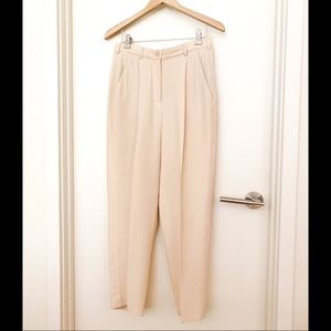 DKNY cream high waisted pleated pants